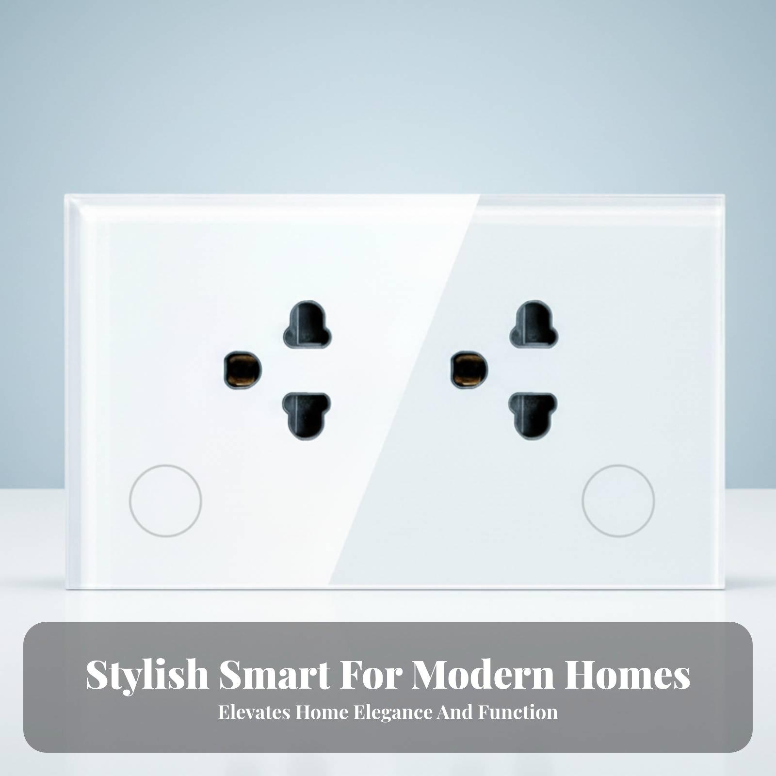Timer Dual Outlet - Matter-compatibele wifi-wandcontactdoos met dubbele aansluiting, slimme